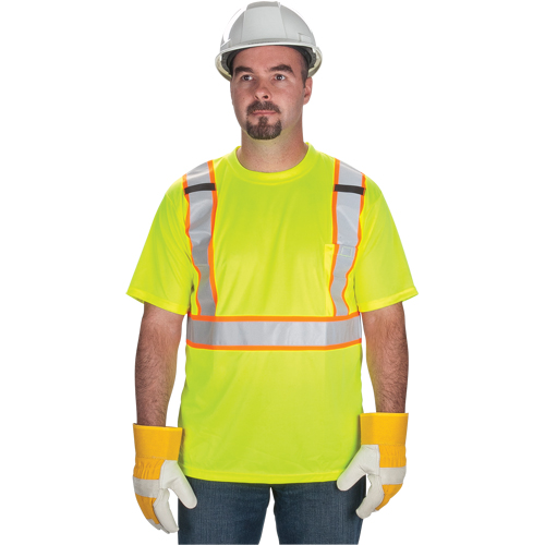 T-shirt conforme &agrave; la CSA, Polyester, Moyen, Jaune lime haute visibilit&eacute; Rock Safety Industrial Ltd
