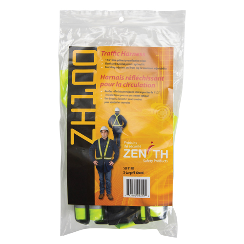 Standard-Duty Safety Harness, High Visibility Lime-Yellow, Silver Reflective Colour, X-Large Rock Safety Industrial Ltd
