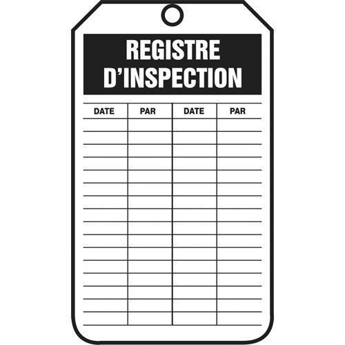 Inspection Tags, Plastic, 3-1/8" W x 5-7/8" H, French Rock Safety Industrial Ltd