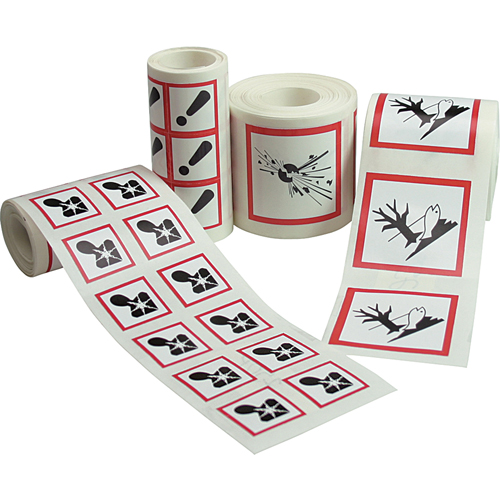 &eacute;tiquettes avec pictogrammes SGH, Papier, Rouleau, 4" lo x 4" la Rock Safety Industrial Ltd