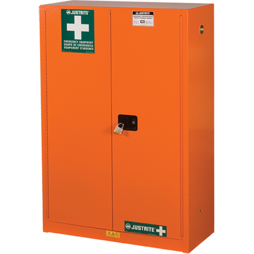 Emergency Preparedness Storage Cabinets, Steel, 4 Shelves, 65" H x 43" W x 18" D, Orange Rock Safety Industrial Ltd
