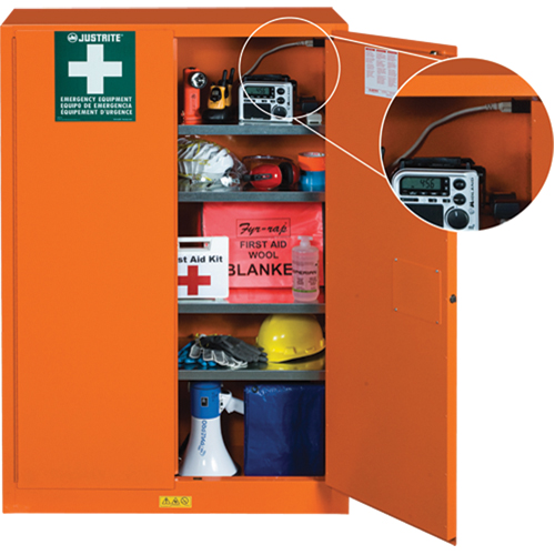 Emergency Preparedness Storage Cabinets, Steel, 4 Shelves, 65" H x 43" W x 18" D, Orange Rock Safety Industrial Ltd
