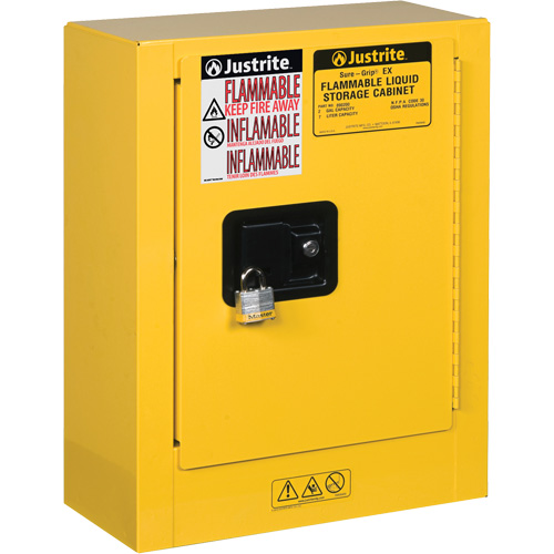 Sure-Grip&reg; EX Mini Flammable Safety Cabinet, 2 Gal., 1 Door, 17" W x 22" H x 8" D Rock Safety Industrial Ltd