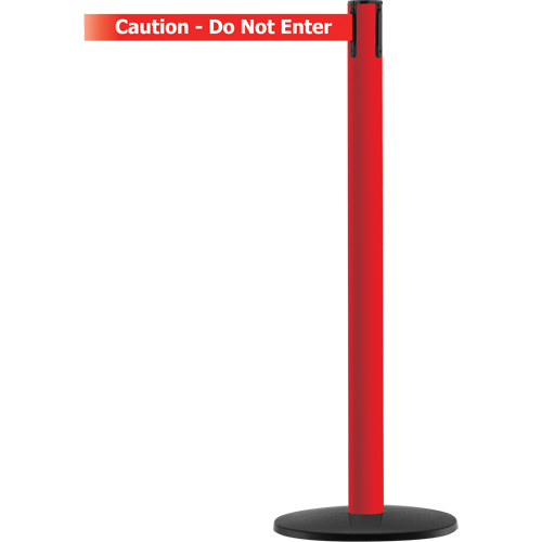 Advance TensaBarrier&reg; Barrier Post, Steel, 36" H, White/Red Tape, 7.5' Tape Length Rock Safety Industrial Ltd