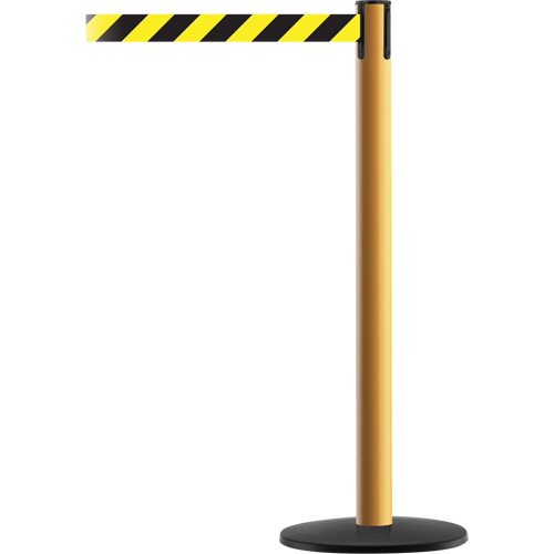 Advance TensaBarrier&reg; Barrier Post, Steel, 36" H, Black/Yellow Tape, 7.5' Tape Length Rock Safety Industrial Ltd