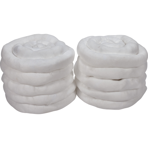 Remblais tubulaire absorbant, Huile seulement, Absorption 45 gal., 3" la x 10' lo, Pqt de 10 Rock Safety Industrial Ltd
