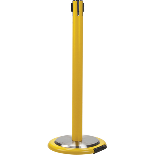 Poteau r&eacute;cepteur pour barri&egrave;res sur pieds pour le contr&ocirc;le des foules avec roues, Hauteur de 35", Jaune Rock Safety Industrial Ltd