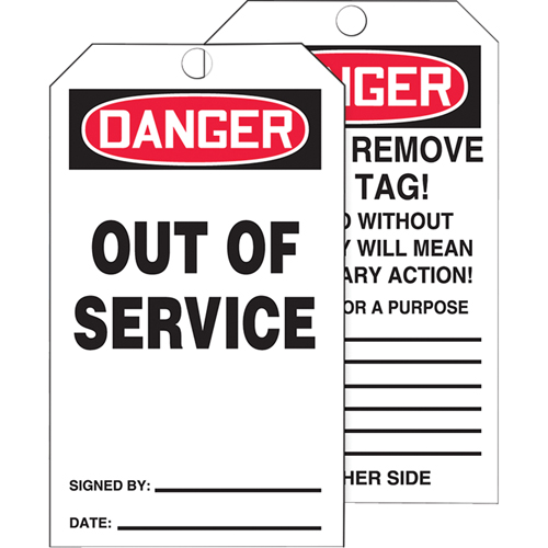 Tags By-The-Roll Safety Tags, Cardstock, 3" W x 6-1/4" H, English Rock Safety Industrial Ltd