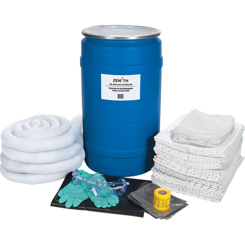 Trousse de lutte contre les d&eacute;versements, Huile seulement, Baril, Absorbance de 30 gal. US Rock Safety Industrial Ltd