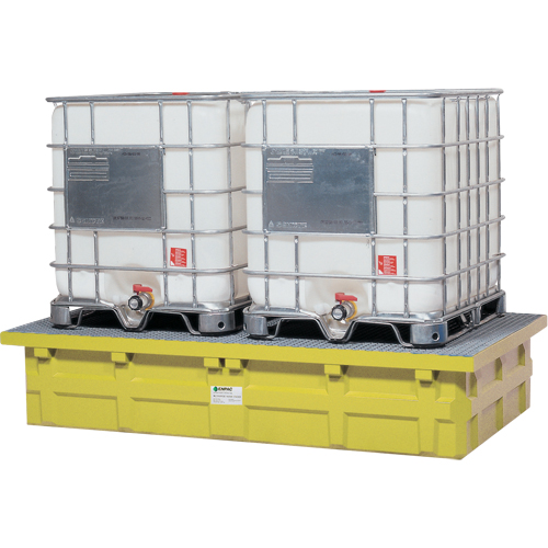GRV double &agrave; dessus bas avec drain, Capacit&eacute; de d&eacute;versement 385 gal. US, 110" x 55" x 20" Rock Safety Industrial Ltd