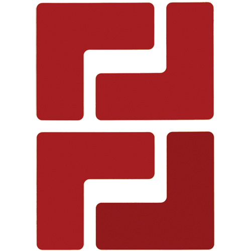 Autocollants pour d&eacute;limitation des coins sur le sol, L, 5" lo x 2" la, Rouge, Polyester Rock Safety Industrial Ltd