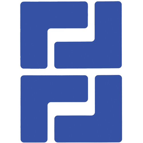 Autocollants pour d&eacute;limitation des coins sur le sol, L, 5" lo x 2" la, Bleu, Polyester Rock Safety Industrial Ltd