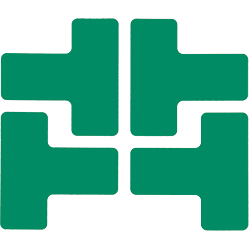 Autocollants pour d&eacute;limitation des coins sur le sol, T, 5" lo x 2" la, Vert, Polyester Rock Safety Industrial Ltd