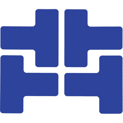 Autocollants pour d&eacute;limitation des coins sur le sol, T, 5" lo x 2" la, Bleu, Polyester Rock Safety Industrial Ltd