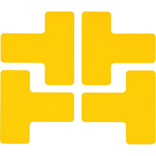 Autocollants pour d&eacute;limitation des coins sur le sol, T, 5" lo x 2" la, Jaune, Polyester Rock Safety Industrial Ltd