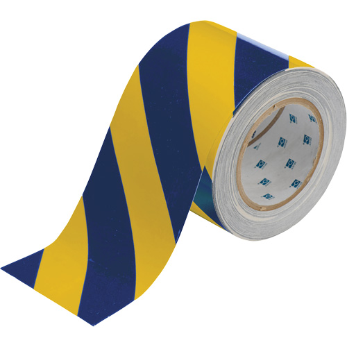 ToughStripe&reg; Floor Marking Tape, 4" x 100', Polyester, Blue and Yellow Rock Safety Industrial Ltd