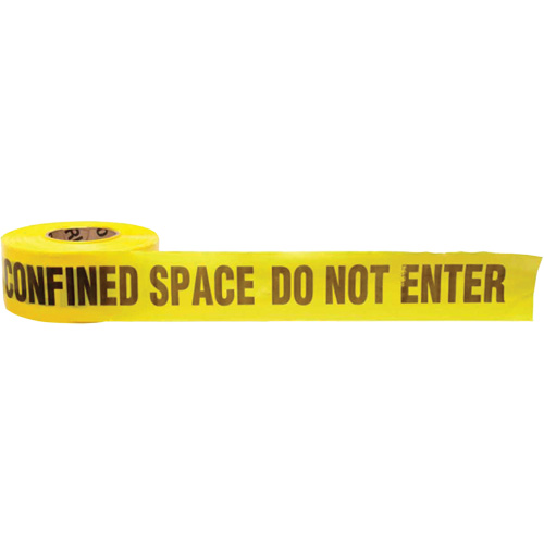Ruban pour barricade, Anglais, 3" la x 1000' lo, 3 mils, Noir sur jaune Rock Safety Industrial Ltd