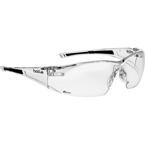Lunettes de s&eacute;curit&eacute; Rush HD, Lentille Transparent, Antireflet/Anti-&eacute;gratignures/Hydrophobe HD, R&eacute;pond ou surpasse la norme CSA Z94.3 Rock Safety Industrial Ltd