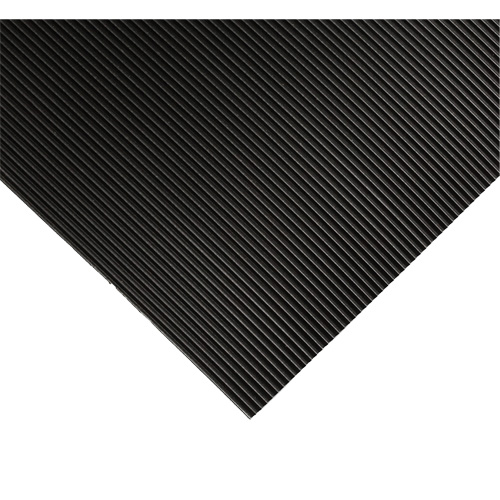 Corrugated Switchboard Matting No.702, 3' W x 10' L, 1/4" Thickness, Black, PVC Rock Safety Industrial Ltd
