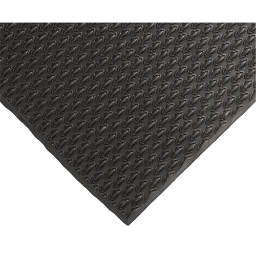 Tapis Kushion Walk no 475, Rugueux, 3' x 10' x 3/8", Noir, PVC Rock Safety Industrial Ltd