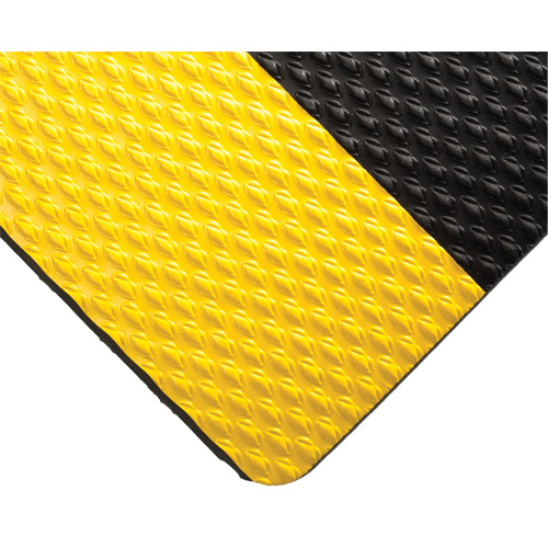 Tapis Kushion Walk no 475, Rugueux, 2' x 10' x 3/8", Noir/Jaune, PVC Rock Safety Industrial Ltd