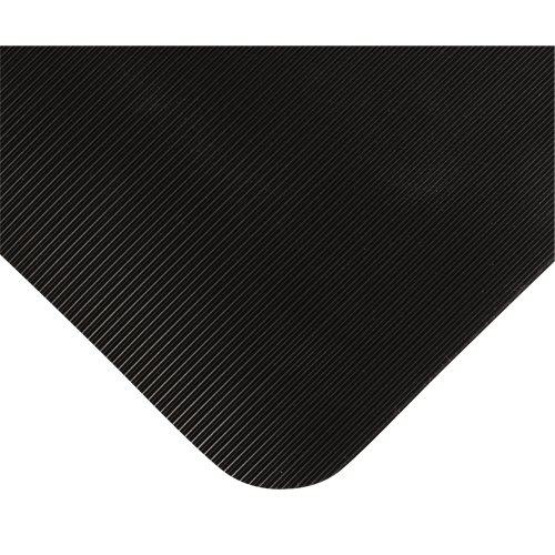 Tapis tr&egrave;s robuste pour panneau de contr&ocirc;le No 720, Ondul&eacute;, 3' x 10' x 5/8", Noir, PVC Rock Safety Industrial Ltd