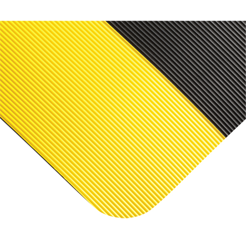 Tapis tr&egrave;s robuste pour panneau de contr&ocirc;le No 720, Ondul&eacute;, 3' x 10' x 5/8", Noir/Jaune, PVC Rock Safety Industrial Ltd