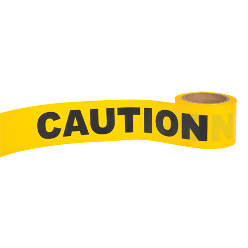 "Caution" Barricade Tape, English, 3" W x 300' L, 1.5 mils, Black on Yellow Rock Safety Industrial Ltd