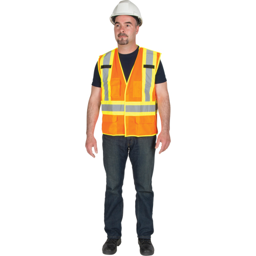 Veste de s&eacute;curit&eacute; d&eacute;tachable en cinq points de premi&egrave;re qualit&eacute;, Orange haute visibilit&eacute;, Grand/T-Grand, Polyester Rock Safety Industrial Ltd