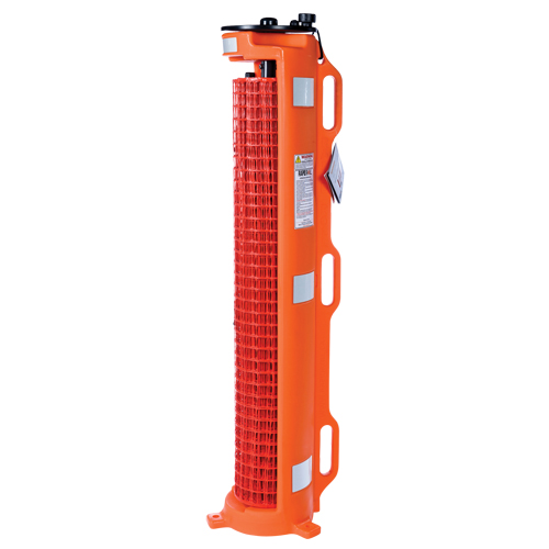Wheeled Barrier, 50' L, Plastic, Orange Rock Safety Industrial Ltd