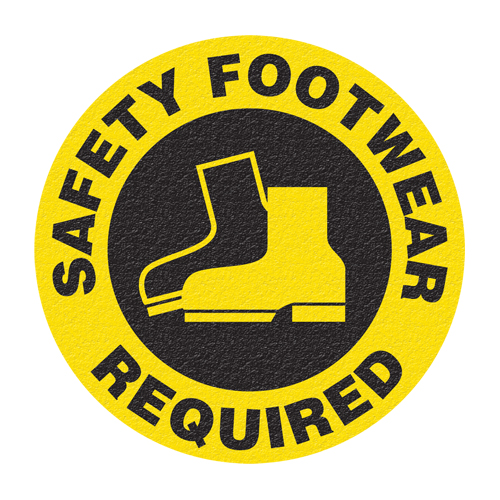 "Safety Footwear" Floor Sign, Adhesive, English with Pictogram Rock Safety Industrial Ltd