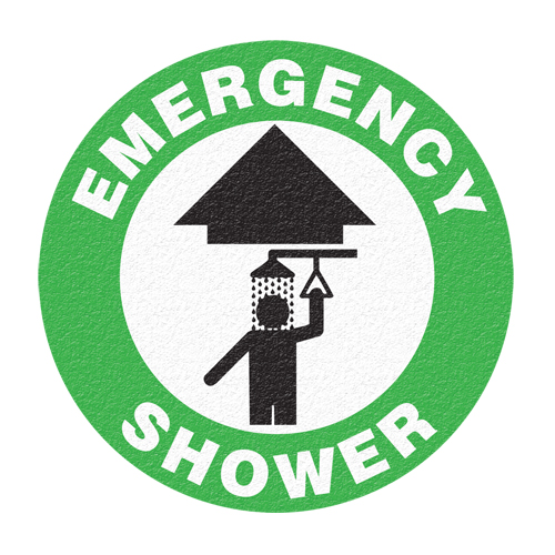 "Emergency Shower" Floor Sign, Adhesive, English with Pictogram Rock Safety Industrial Ltd