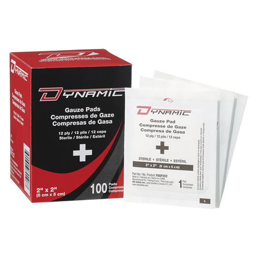 Gaze Dynamic, Tampon, 2" lo x 2" la, St&eacute;rile, Dispositif m&eacute;dical Classe 1 Rock Safety Industrial Ltd