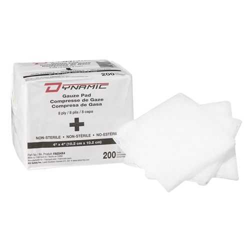 &eacute;ponge de gaze Dynamic, Tampon, 4" lo x 4" la, Dispositif m&eacute;dical Classe 1 Rock Safety Industrial Ltd