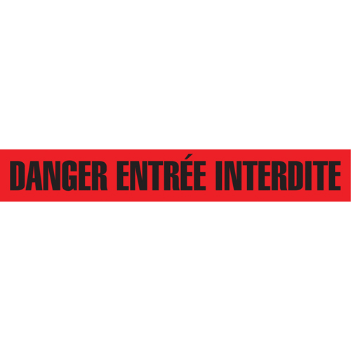 Barricade Tape, French, 3" W x 1000' L, 3 mils, Black on Red Rock Safety Industrial Ltd