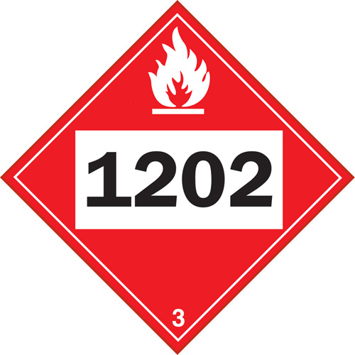 Plaque-&eacute;tiquette TMD 1202 pour liquide inflammable huile combustible, Vinyle adh&eacute;sif/Plastique Rock Safety Industrial Ltd