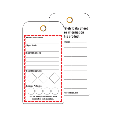 &eacute;tiquettes SGH pour le milieu de travail, Papier cartonn&eacute;, 3" la x 6" h, Anglais Rock Safety Industrial Ltd