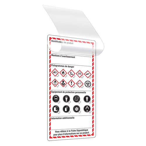 &eacute;tiquettes auto-plastifiantes pour le milieu de travail, Papier cartonn&eacute;, 3" la x 6" h, Français Rock Safety Industrial Ltd