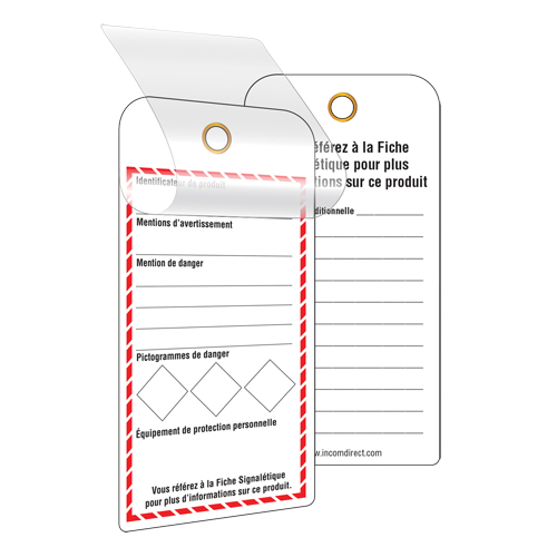 &eacute;tiquettes SGH auto-plastifiantes pour le milieu de travail, Papier cartonn&eacute;, 3" la x 6" h, Français Rock Safety Industrial Ltd
