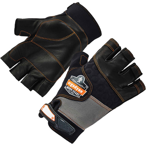 Gants demi-doigts en cuir r&eacute;duisant les impacts ProFlex 901, Petit, Paume en Cuir fleur, Poignet Boucle et crochet Rock Safety Industrial Ltd