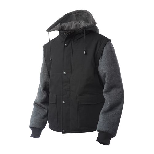 Zip-Off Sleeve Jacket, Men's, Large, Black Rock Safety Industrial Ltd