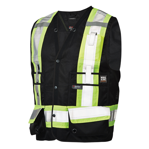 Surveyor Safety Vest, Black, Large, Polyester Rock Safety Industrial Ltd