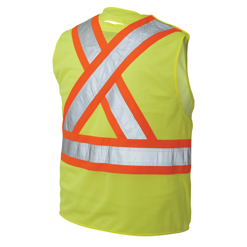 Veste de s&eacute;curit&eacute; d&eacute;tachable en cinq points, Jaune lime haute visibilit&eacute;, Grand/T-Grand, Polyester Rock Safety Industrial Ltd
