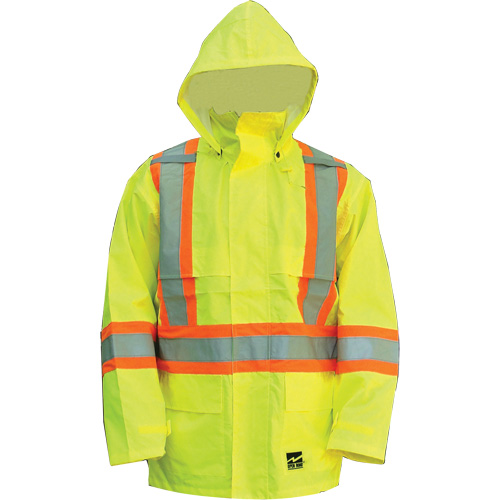 Manteau Open Road, Polyester/Polyur&eacute;thane, Jaune lime haute visibilit&eacute;, Petit Rock Safety Industrial Ltd