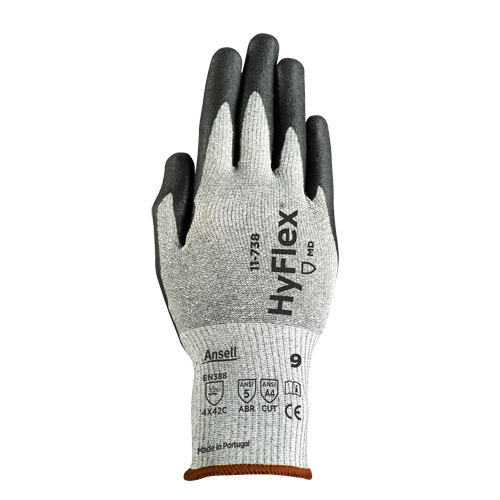 Gants Hyflex 11-738, Taille 6/T-petit, Calibre 13, Rev&ecirc;tement Nitrile/Polyur&eacute;thane, Enveloppe en Nylon/Intercept, ASTM ANSI niveau A4/EN 388 niveau C Rock Safety Industrial Ltd