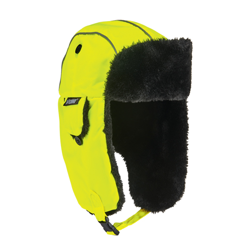 N-Ferno&reg; 6802 Classic Trapper Hat, Synthetic Fur Lining, Medium/Small, High-Visibility Lime Green Rock Safety Industrial Ltd