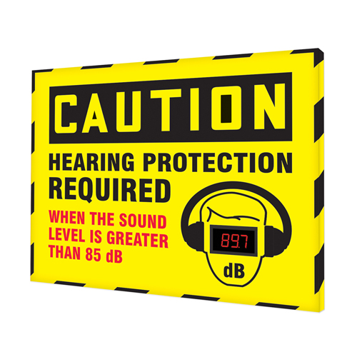 Panneau D&eacute;cibelm&egrave;tre, 36" x 30", Aluminium, Anglais avec pictogramme Rock Safety Industrial Ltd