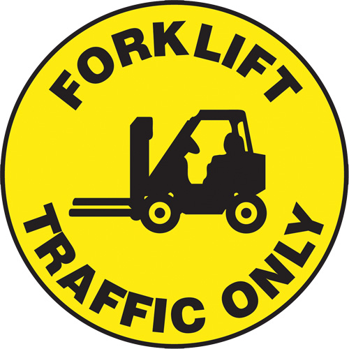 Panneau de plancher  Forklift Traffic Only  Slip-Gard, Adh&eacute;sif, Anglais avec pictogramme Rock Safety Industrial Ltd