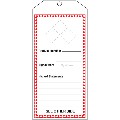 GHS Jumbo Safety Tag, Cardstock, 3-7/8" W x 8-1/2" H, English Rock Safety Industrial Ltd