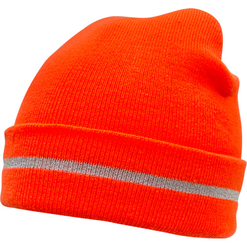 Bonnet en tricot haute visibilit&eacute; avec bande r&eacute;fl&eacute;chissante, Orange haute visibilit&eacute;, Acrylique Rock Safety Industrial Ltd